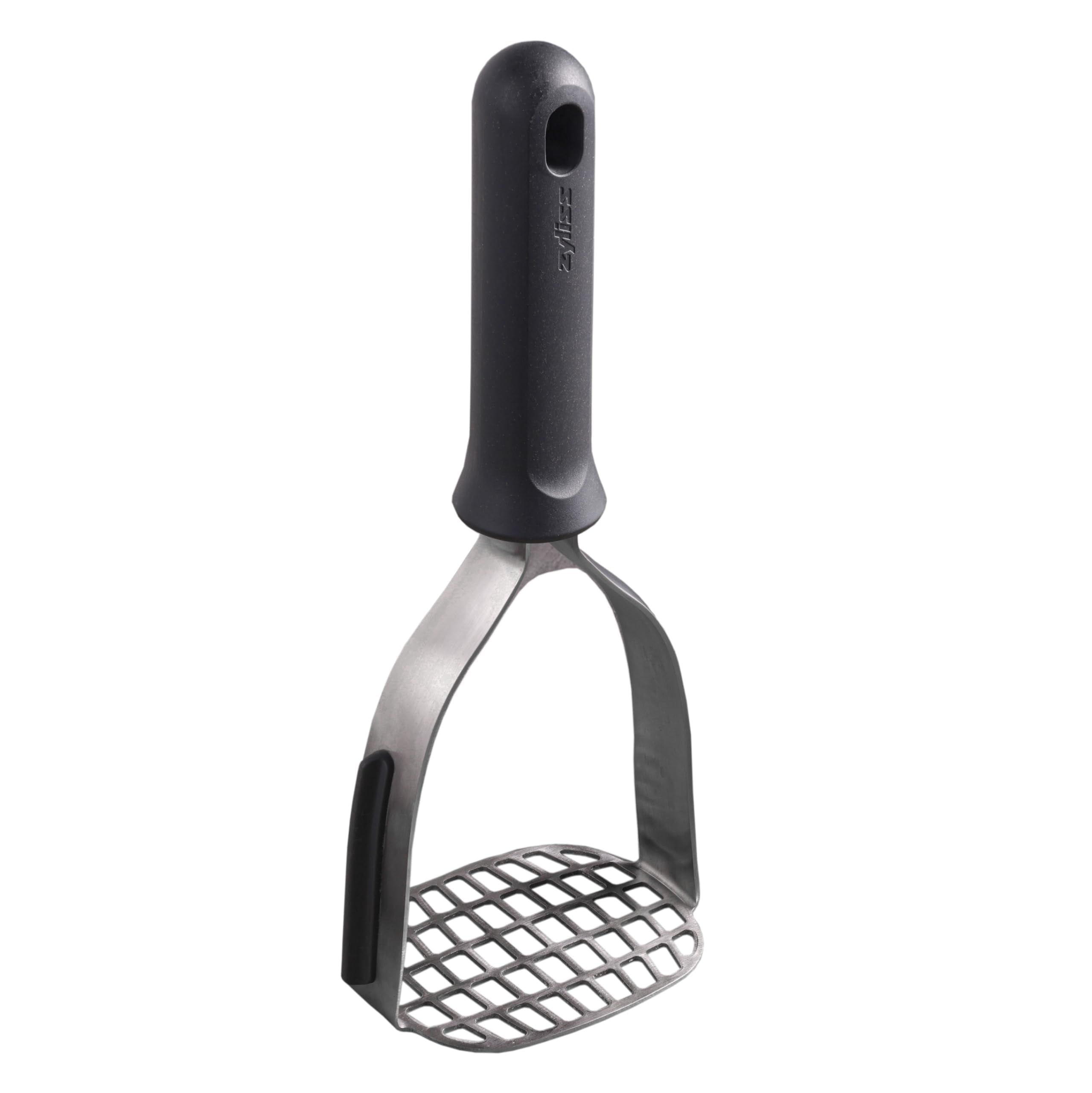 Zyliss Grey Potato Masher, Robust Stainless Steel With Sustainable Wheat Straw Handle For Mashing Potato, Vegetables Garlic, Dishwasher Safe, Includes Scraper