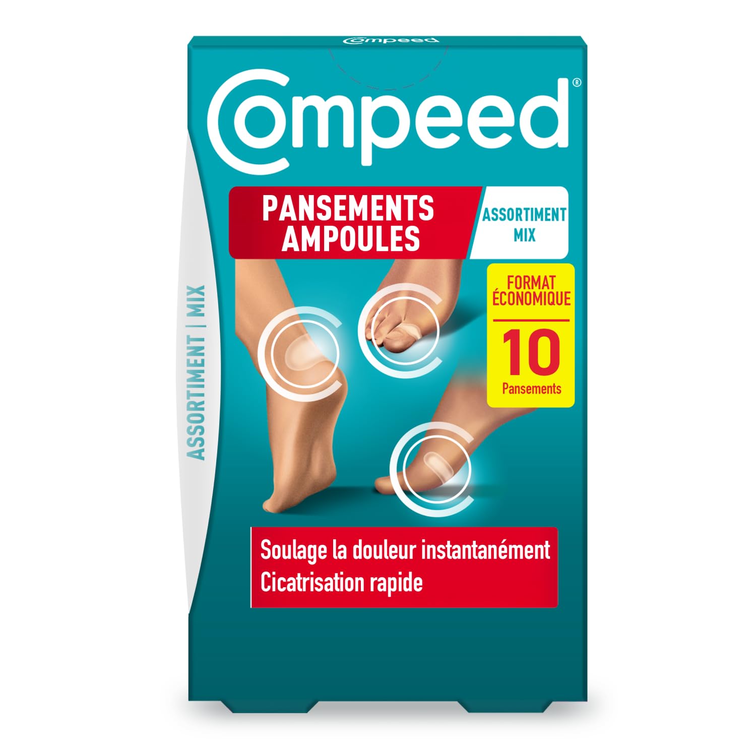 Compeed - 10 Patches of hydrocolloid ampoules economically Sized - Fast Healing - 3 Different Sizes: Medium (6.8 x 4.2cm), Small (6 x 2 cm), Toes (5 x 1.7 cm)