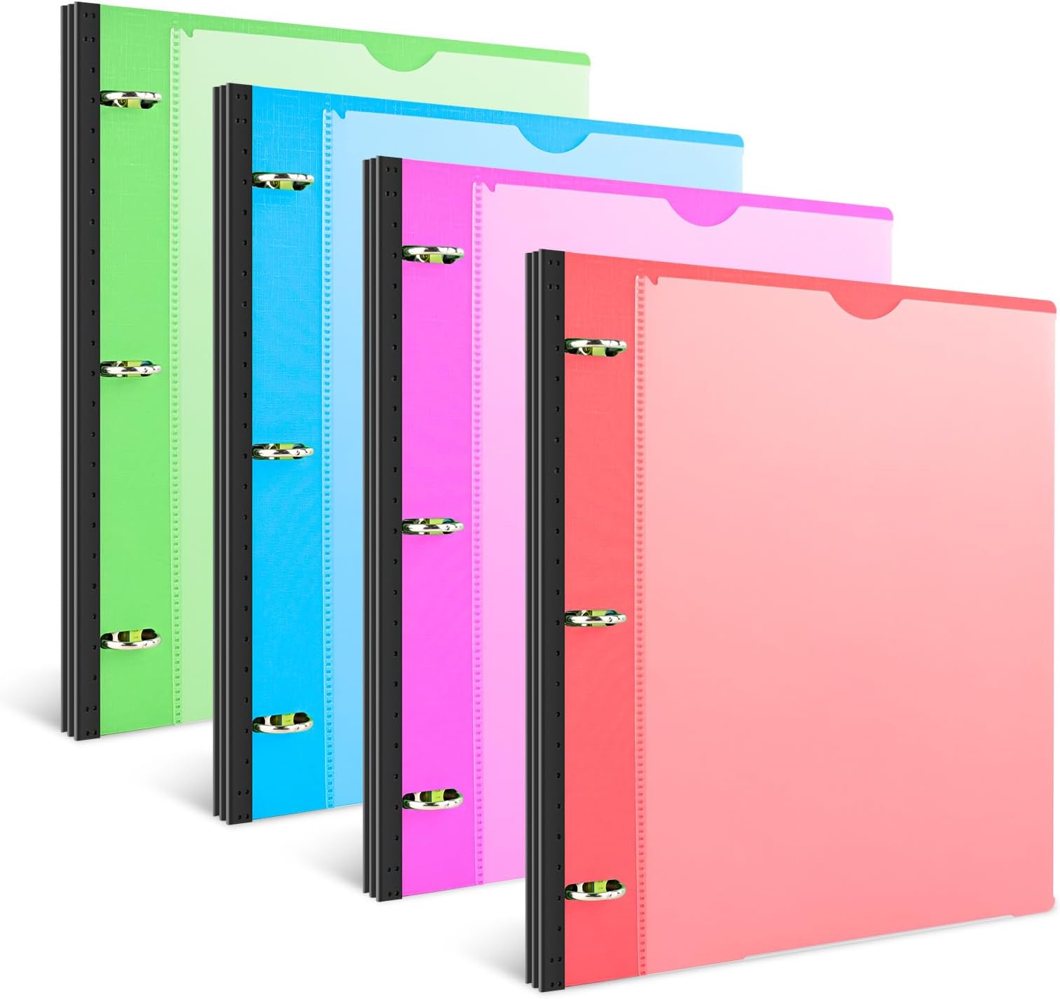Telescoping 3 Ring Binder with Customized Front Cover- 4PCS