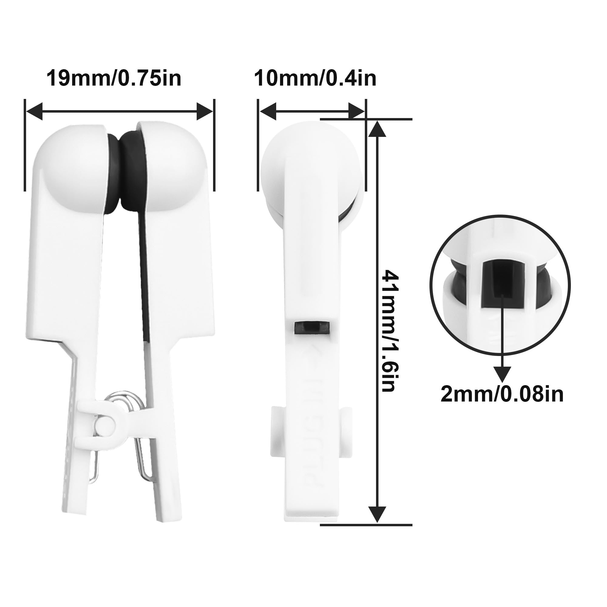 Pack 4 Electrodos Silicona Conductora, Clip Oreja 2mm y Conector 2.0mm, para Sueño, Recuperación Muscular y Relajación (Blanco, Clip para la oreja de doble cara)