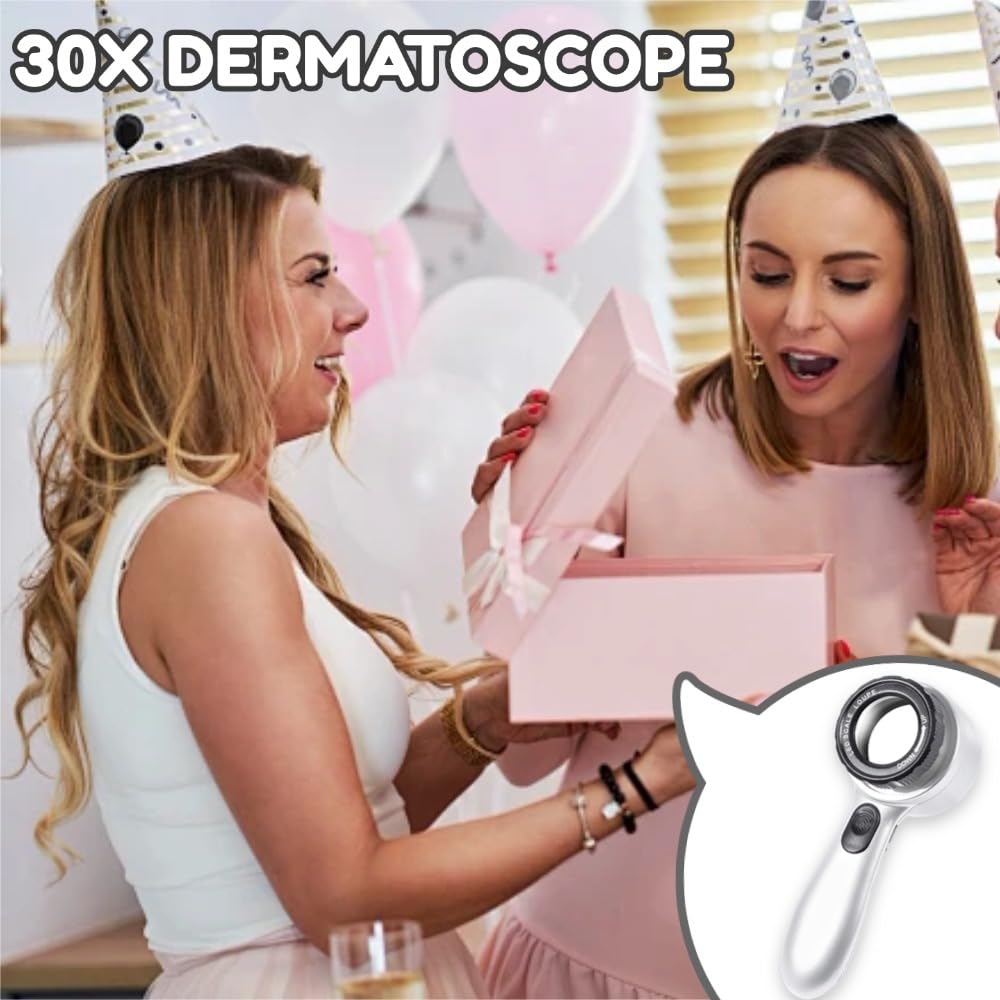 Dermatoscopio portatile, 4 modalità di illuminazione e lente ad alta chiarezza per la pelle, ricaricabile con ingrandimento 30x, dermatoscopio tascabile