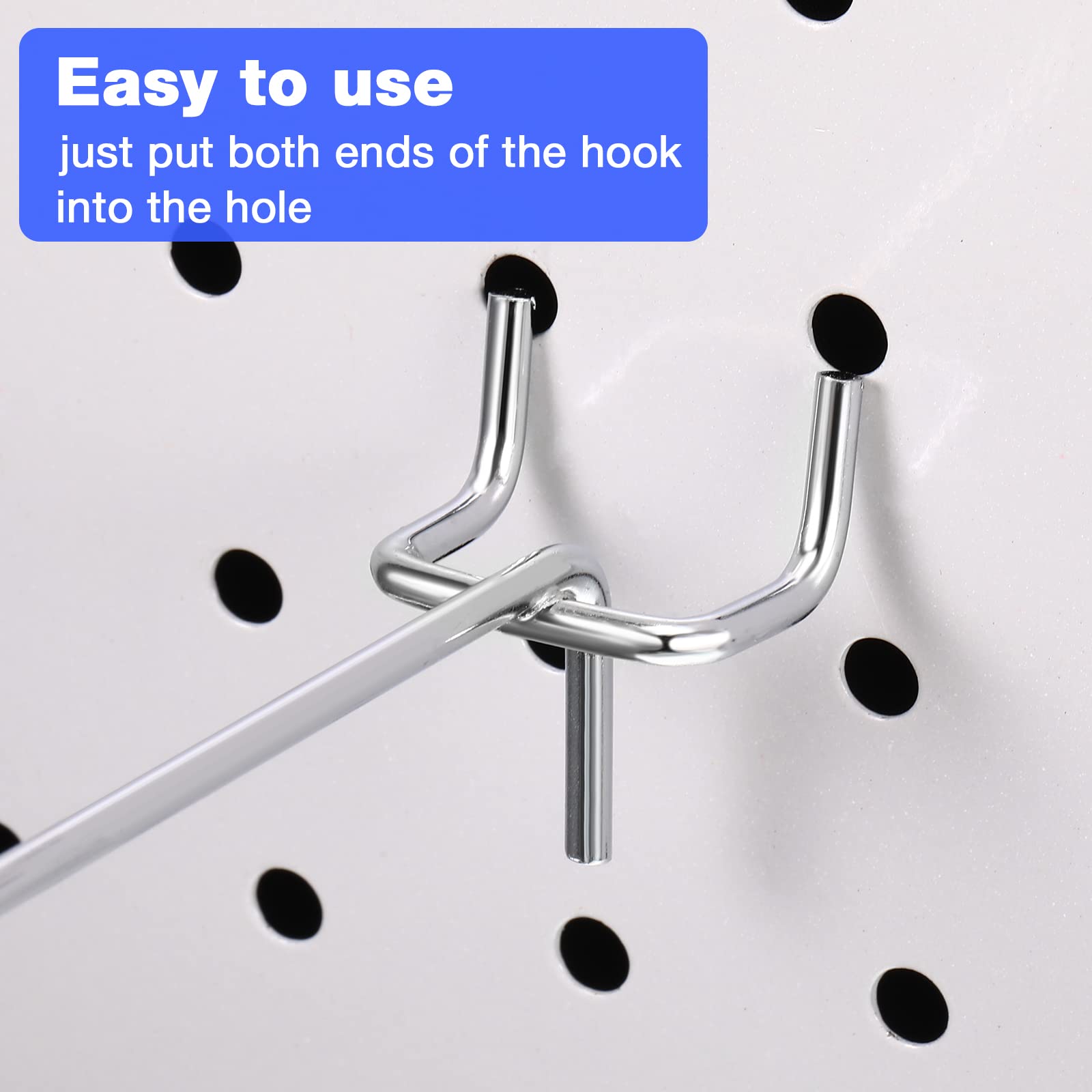 Moxweyeni 100 Pack Pegboard Hooks 6 Inch Metal Display Hooks For 1/8 And 1/4 Inch Pegboard Peg Board Tool Couples With Rubber Tipped Accessories For Garage Office Kitchen Store - View #4