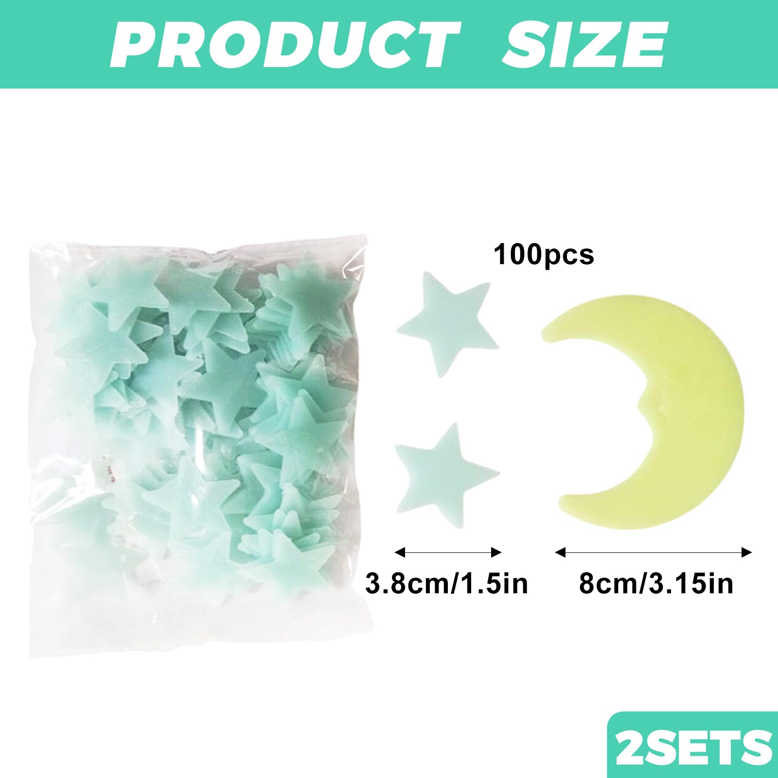 SiumPklay Glow in The Dark Stars for Ceiling, 205PCS Star Stickers with Moon - Image 2