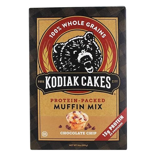 Kodiak Cakes - Mezcla de magdalenas llenas de proteínas, chispas de chocolate, 14 onzas (paquete de 2)