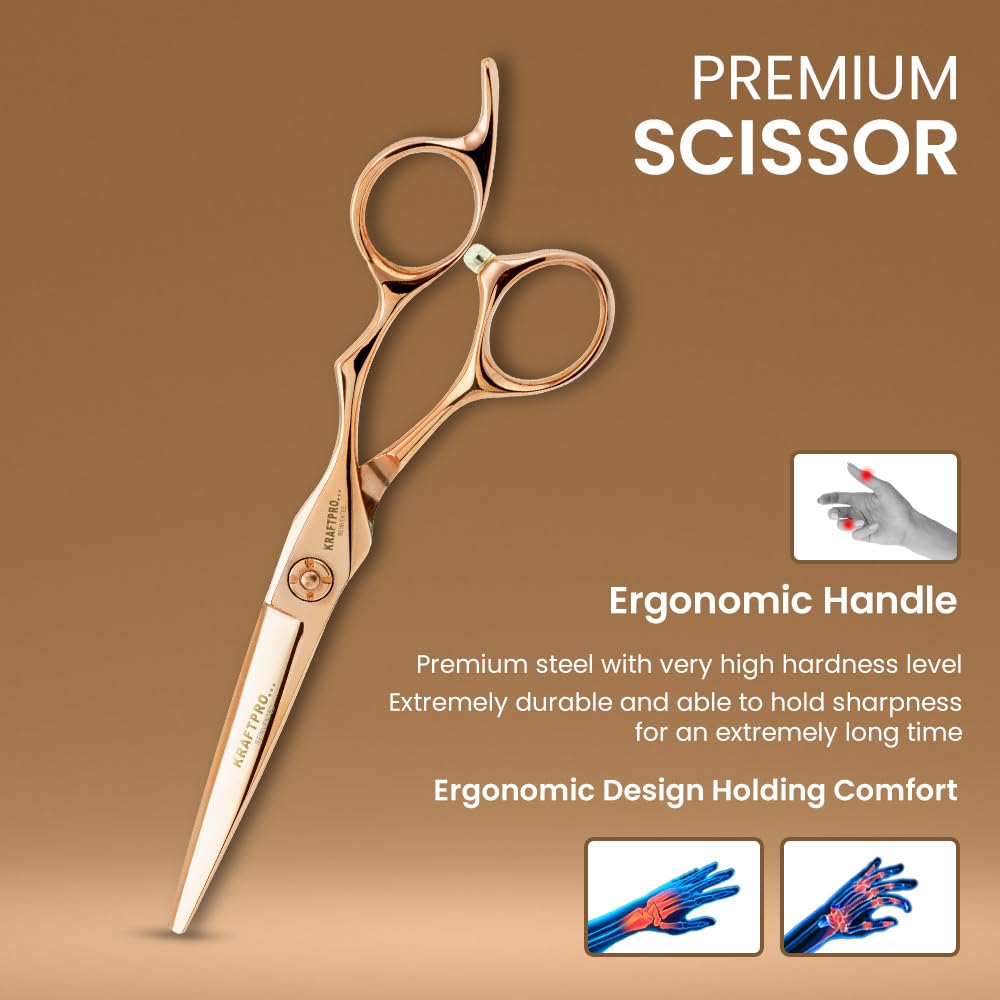 KRAFTPRO Reinvented Chrome 5 Professional Salon Barber Scissors Chrome COATED Personal Home Hair Cutting Scissor Stainless Steel Men Women Unisex… 1