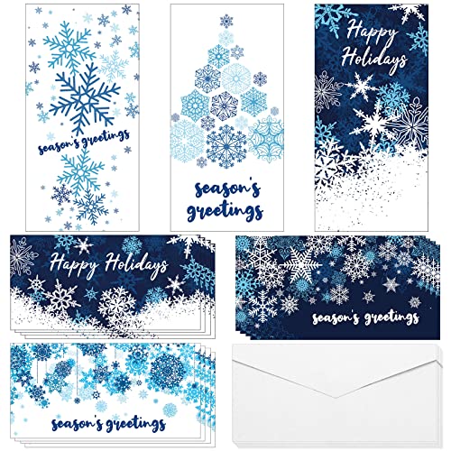 Cartes de Noël avec enveloppes en lot de 96 pièces au motif flocon de neige pour cadeaux en espèces