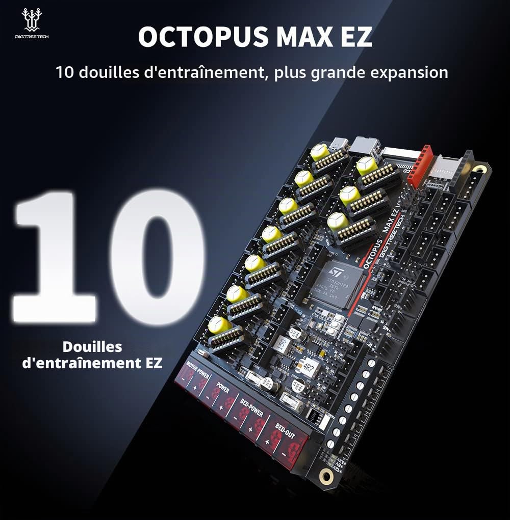 BIGTREETECH Octopus Max EZ V1.0 Control Board 32 bits nouvelle carte mère Octopus pro mise à niveau, compatible avec le pilote étape par étape ez2209, prise en charge de la sortie