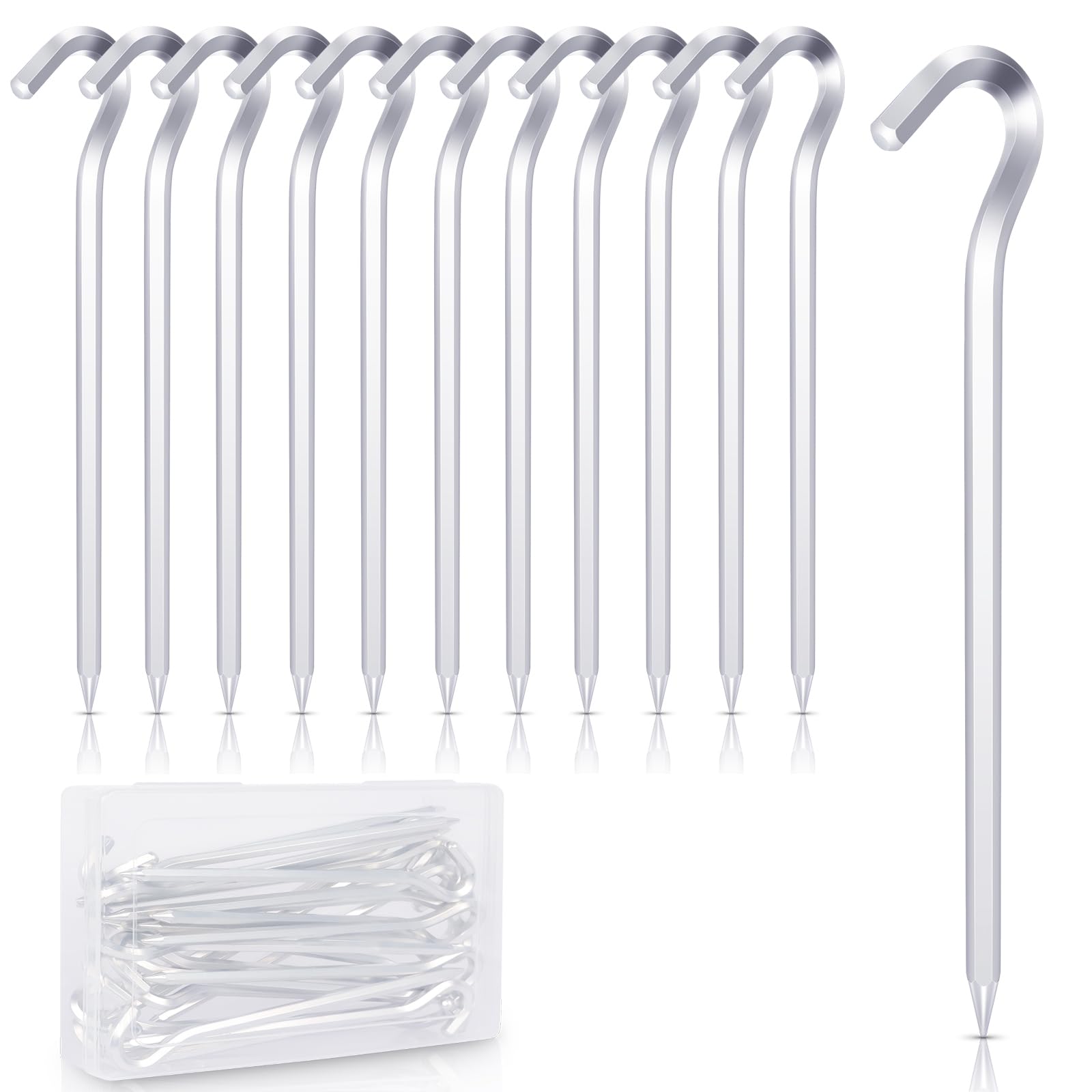 12 Sztuk Kołków do Namiotu, Kołki z Aluminium Lotniczego 18 cm/7 "Kołki do Podłoża, Kołki do Markiz, Kołki do Namiotu Stabilne, Akcesoria do Namiotów, Kołki do Biwakowania, Ogrodnictwa itp. (12 Sztuk, Srebro)