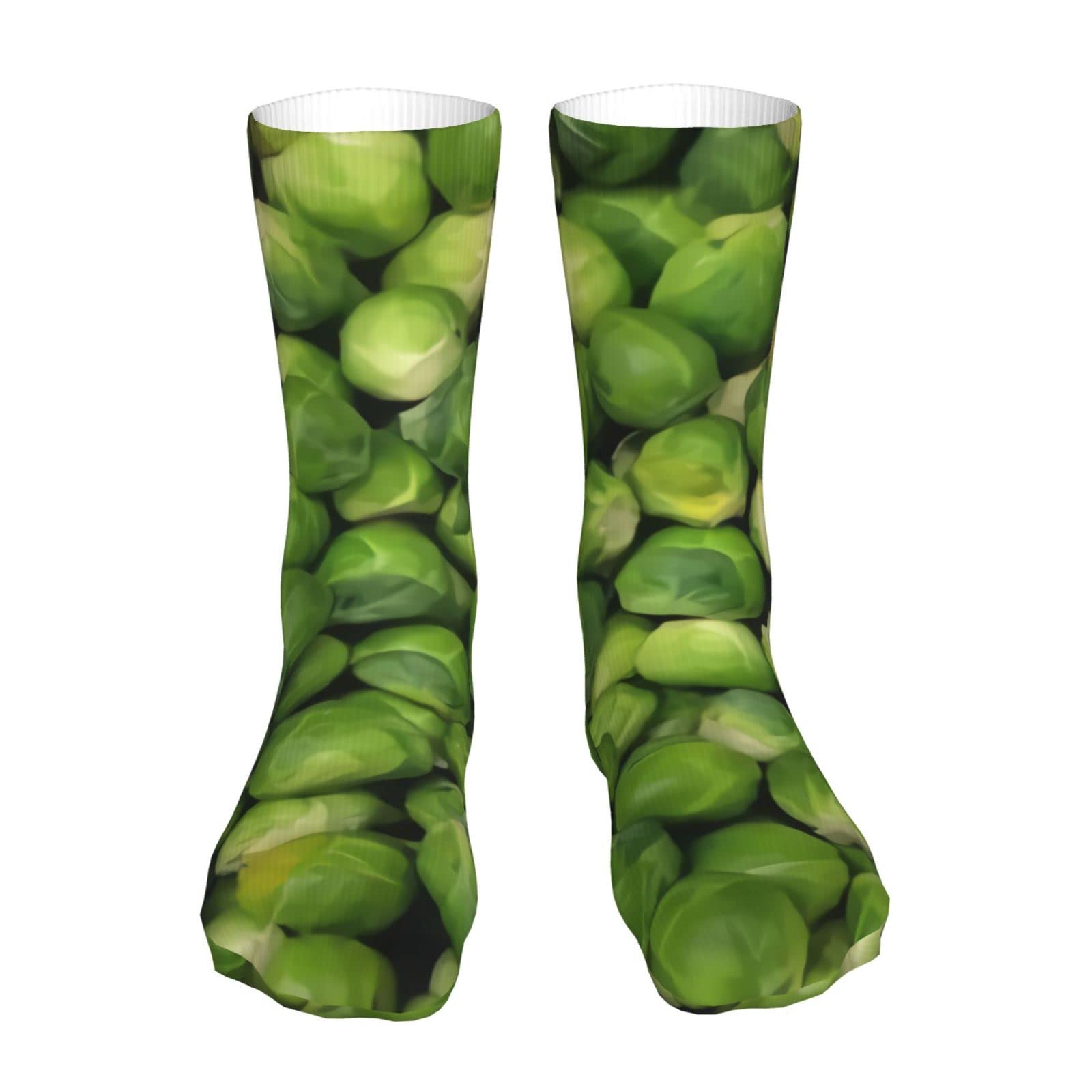 Aooedm Unisex As Pic Green Brussel Sprout Print Socks Winter Warm Crew Socks Moisture Wicking Compression Athletic Socks For Mens And Womens