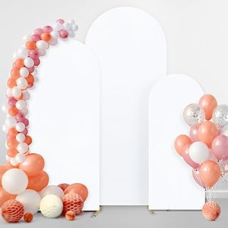 Dofilachy Arch Backdrop Cover - Arch Covers Stretchy Backdrop - Wedding Arch Cover Backdrop Fabric for Arch Backdrop Stand, Set of 3 Spandex Arch Backdrop Cover (4FT, 5FT, 6FT, White)