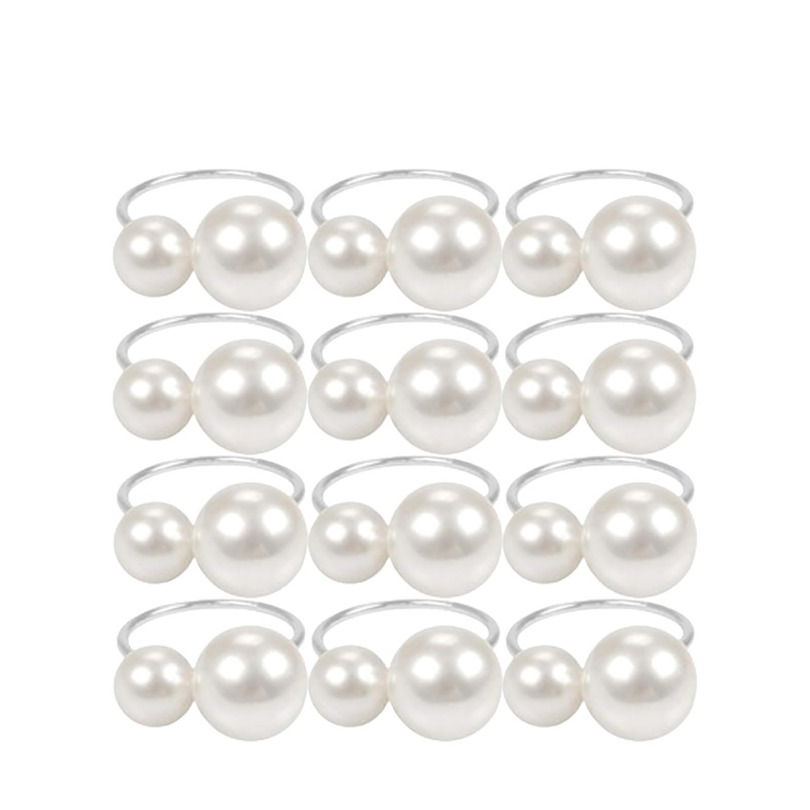 12PCS Pearl Napkin Rings Metal Holder