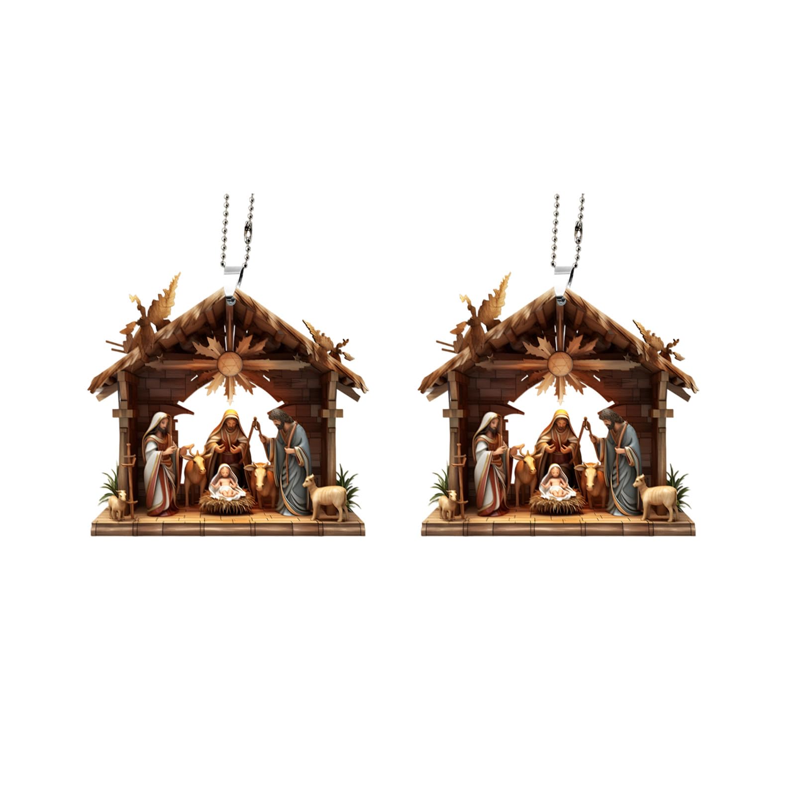 Yhplxyuus Of 2 Nativity Scene Pendant Acrylic Wall Hangings Decorative Hangers Perfect for Interior Enthusiasts Acrylic Decorative Pendant