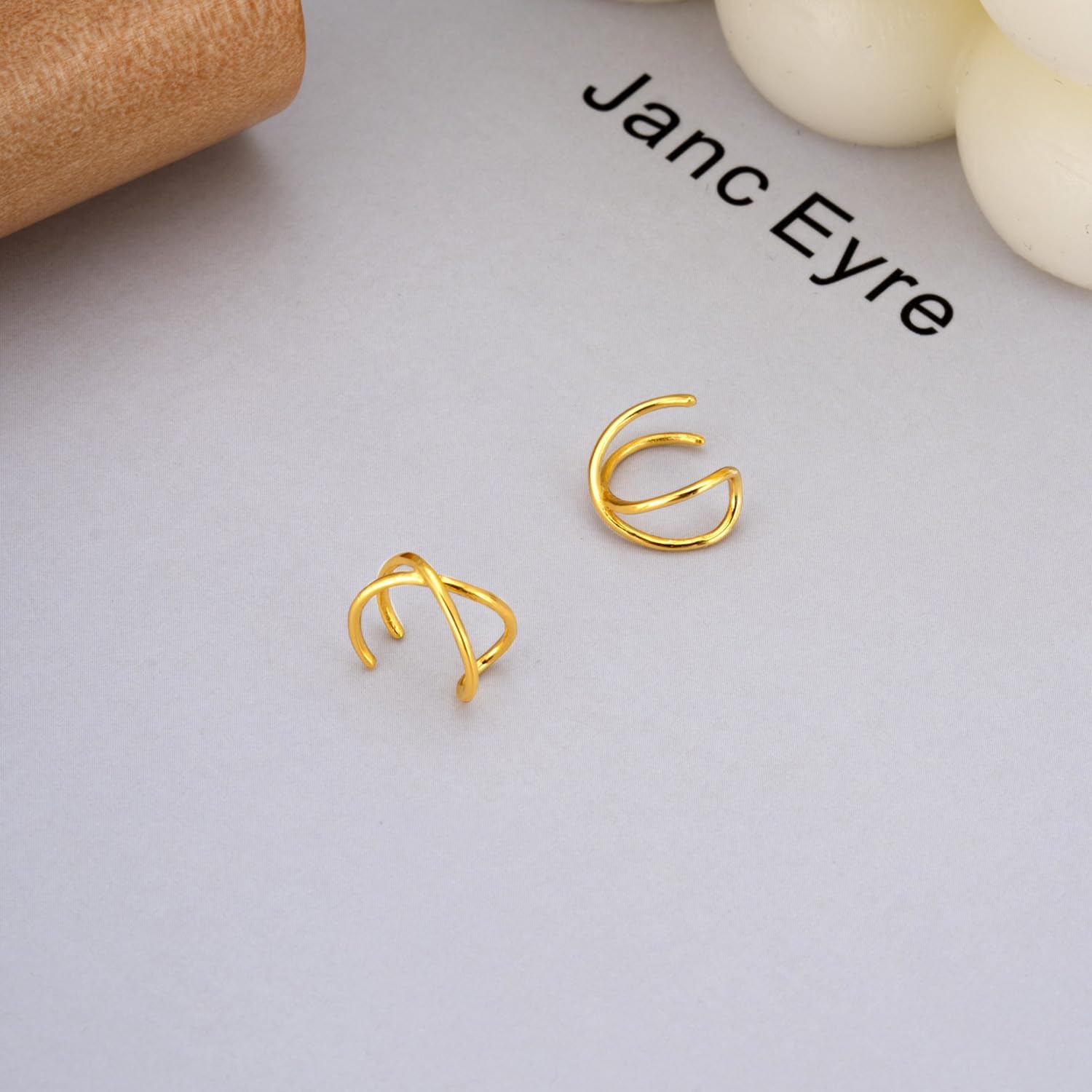 4 Pair Ear Cuffs Non Piercing - 14K Gold Plated Ear Cuff Earrings for Women Cubic Zirconia Clip on Cartilage Conch Earrings for Non Pierced Ears Adjustable Fake Earrings Set for Women - Image 4
