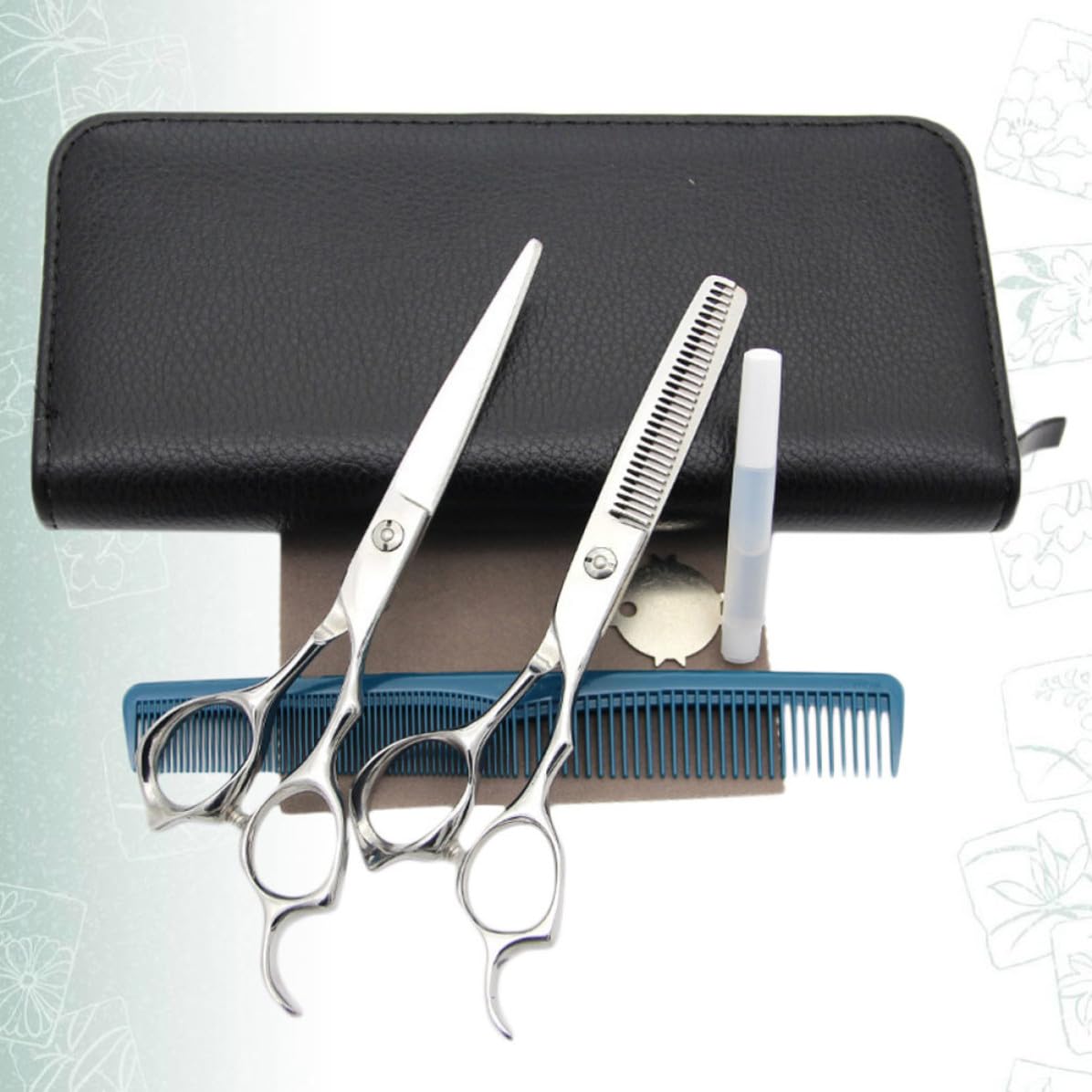 Tijeras de Peluquería, Tijeras Cabello, Acero Inoxidable, Corte Recto y Entresacado, Diseño Ergonómico, para Barbería y Uso Doméstico, y Mayores