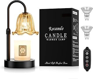 タイマー付きキャンドルウォーマーランプ 女性 お母さんへの誕生日 新築祝い モダン ファームハウス ホームデコレーション 調光可能 ワックスメルトウォーマー ジャーキャンドル用 電球2個付き (アンバー)