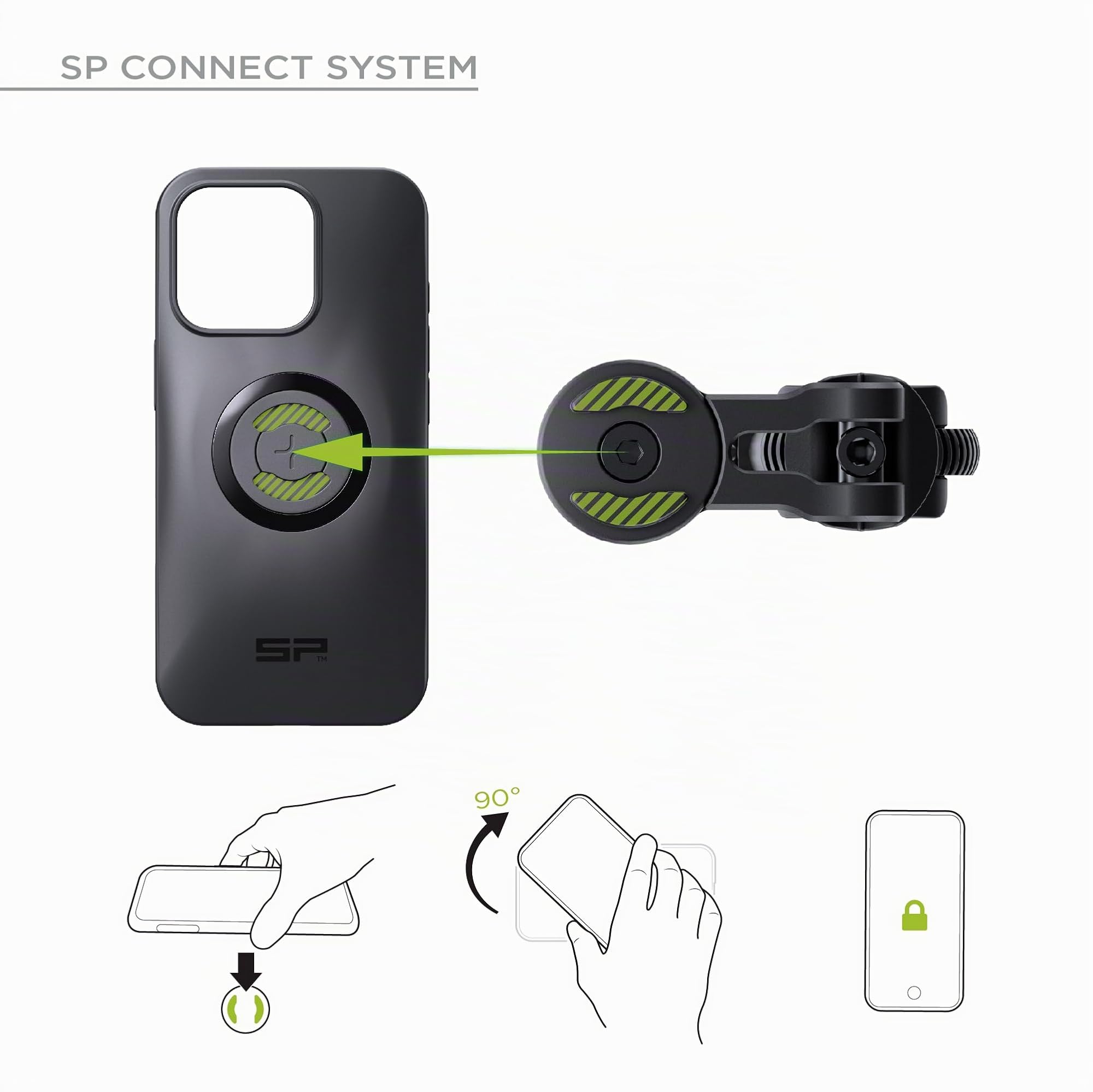SP CONNECT Bike Bundle II | SPC+ | per iPhone 13 mini/12 Mini | per Il Manubrio della Bicicletta per Tutti Gli Smartphone telefoni cellulari