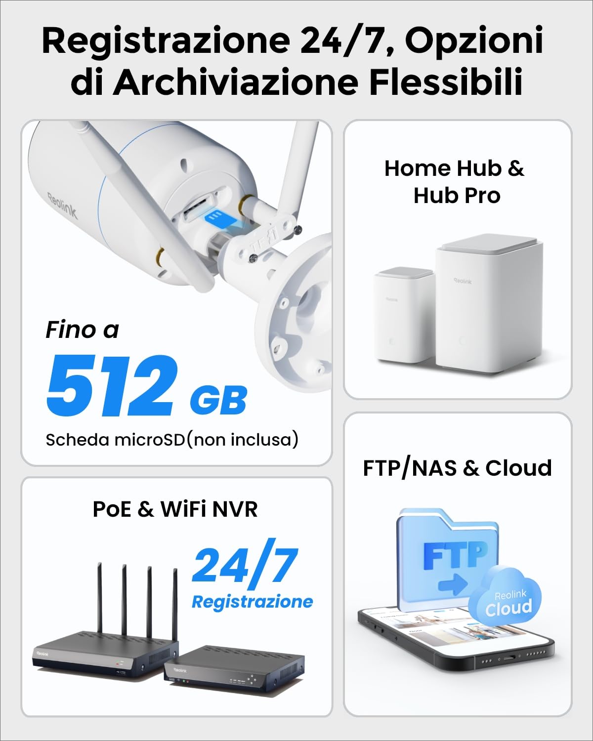 Reolink 4K Telecamera Wi-Fi Esterno, Wi-Fi 6 Videocamera Sorveglianza, IP67 Alloggiamento Metallico, Rilevamento Umano/Veicolo/Pet, 30m Visione Notturna a Colori, Audio a 2 Vie, Time-lapse, RLC-810WA