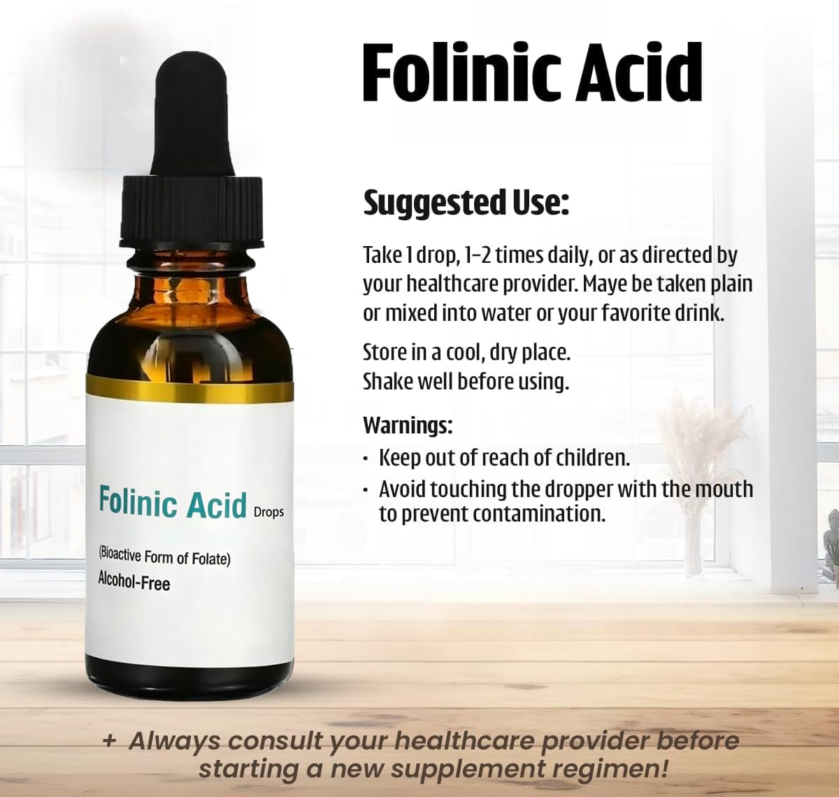 Gouttes liquides d'acide folinique, aident à maintenir les fonctions normales du corps, favorisent le vieillissement sain et la vitalité de la peau