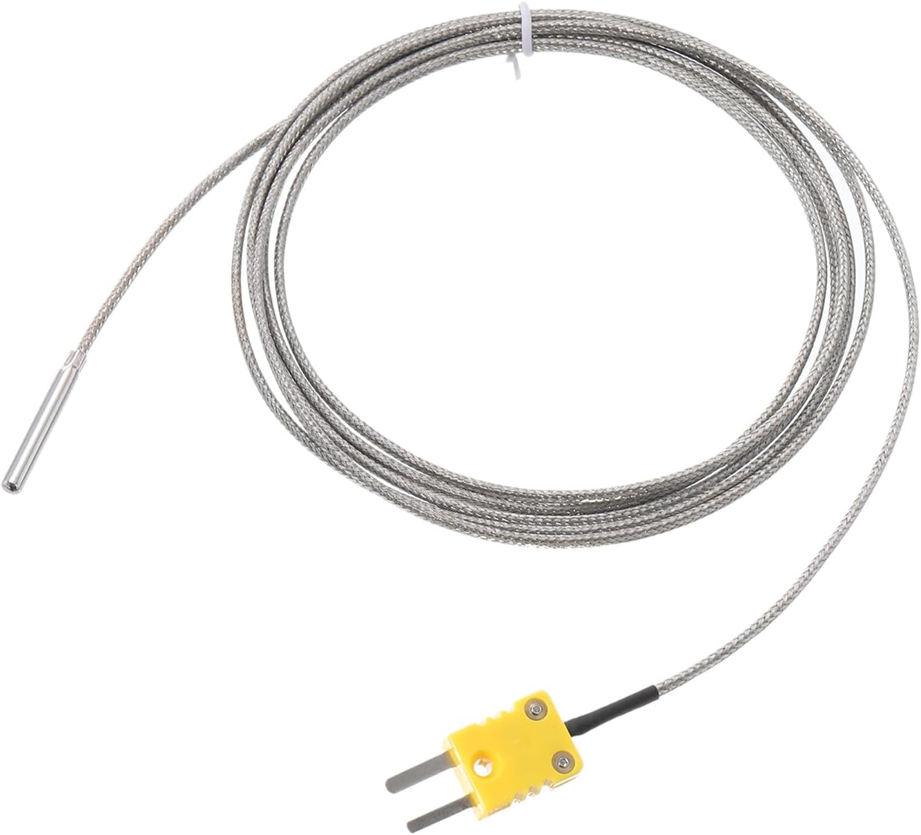 K Type Thermocouple with Plug, Meter Temperature Sensor Probe 0 to 600°C(32 to 1112°F) Stainless Steel, 4x30mm 6.6ft Wire