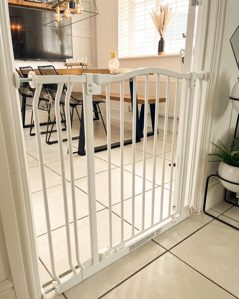 Safetots Matowe wykończenie zakrzywiony górny zakres bramy bezpieczeństwa (biały, 207 cm - 216 cm)