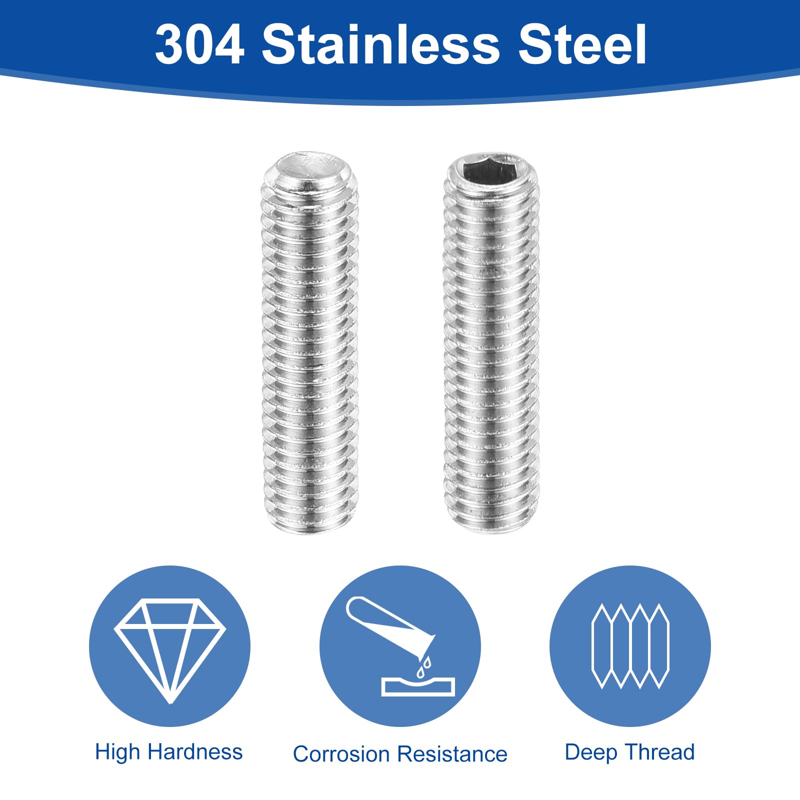 uxcell Socket Set Screws,100Pcs M5x20mm Metric - Image 3