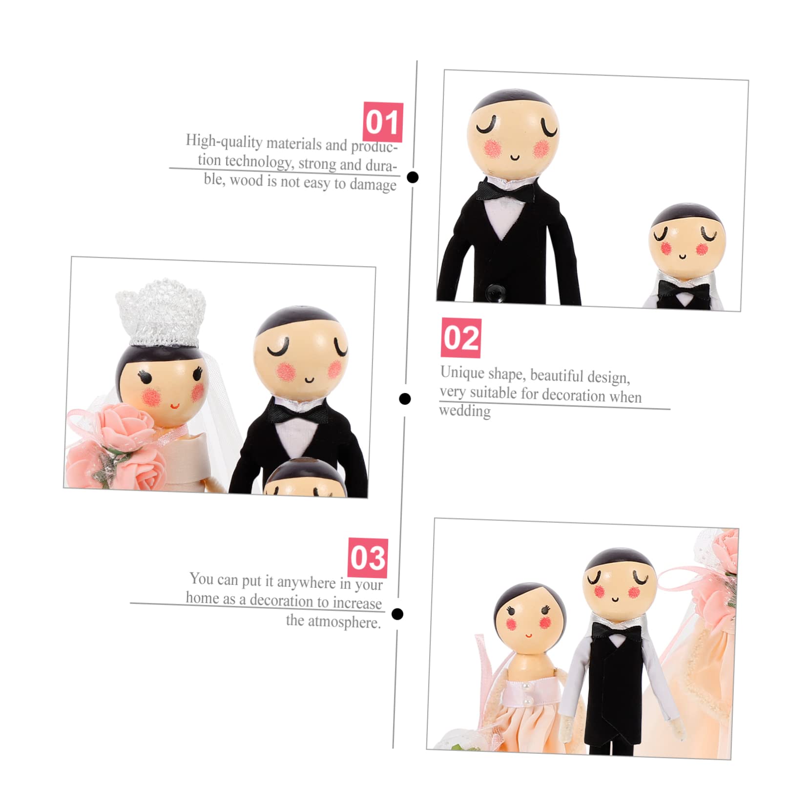 Abaodam 4stücke Holzehepaarfigur Hochzeitstorte Dekoration Set Aus Holzfiguren Für Hochzeitsfeiern Und Zimmertische