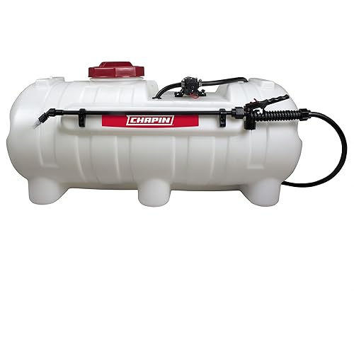 Chapin 97400E Made in the USA 25 Gallon ATV/UTV 12 Volt Mounted Spot Sprayer With 5 Inch Wide Mouth, High Performing 12 V Diaphragm Pump and Filtration System and 18 Inch Spray Wand, Translucent White