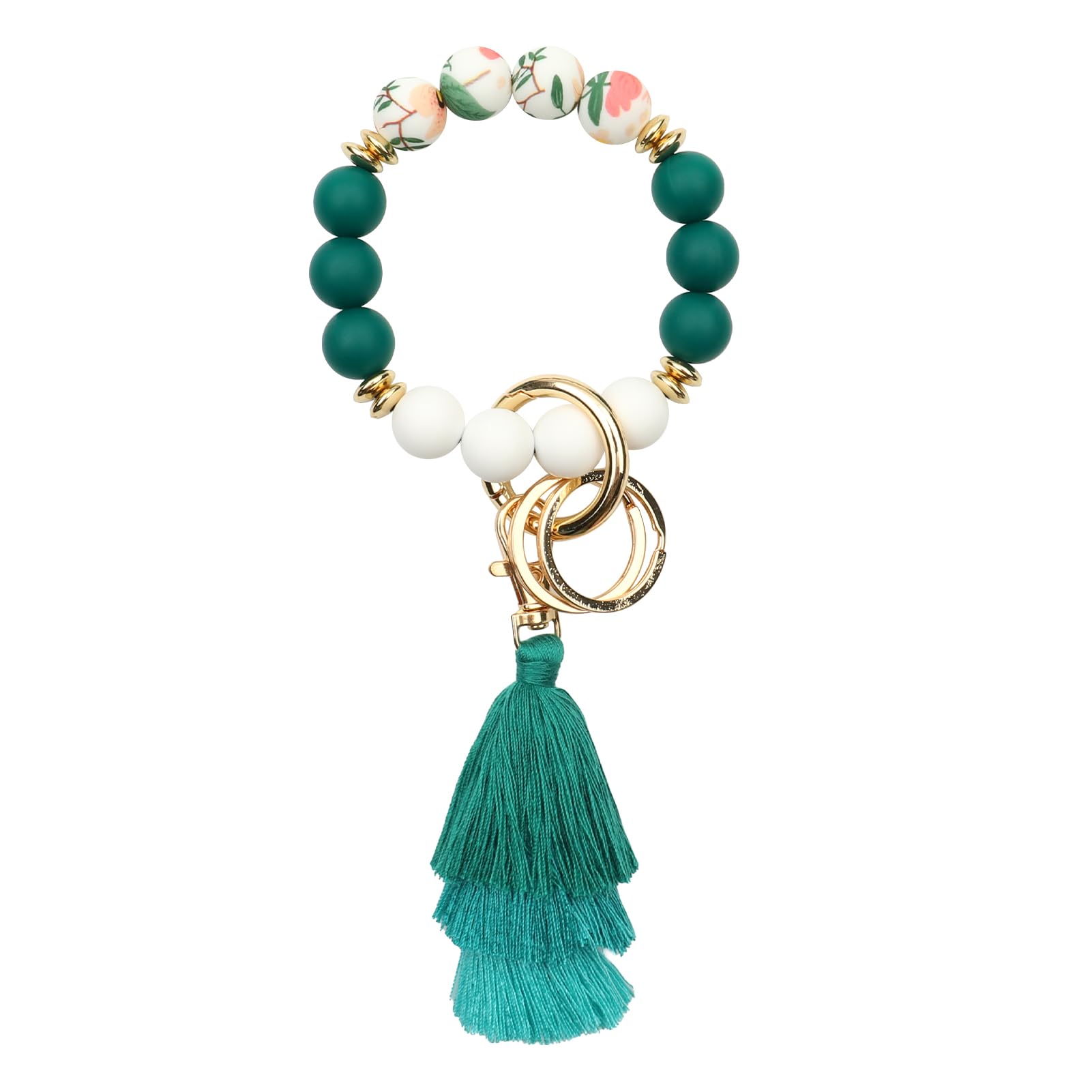 CHUQING Schlüsselanhänger Armband Autoschlüsselanhänger Perlen Schlüsselarmband Schlüsselbund auto Frau Schlüsselkette Silikonperlen Schlüsselband Kurz für Damen Frauen