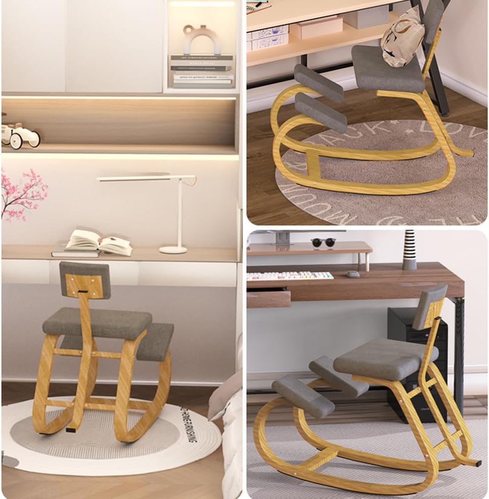 Kneeling Chair, Posture Chair for Office Home Study, Meditation Chair, Ergonomic Rocking Stool with Back Support, for Improve Posture and Relife Back Pain,Gray