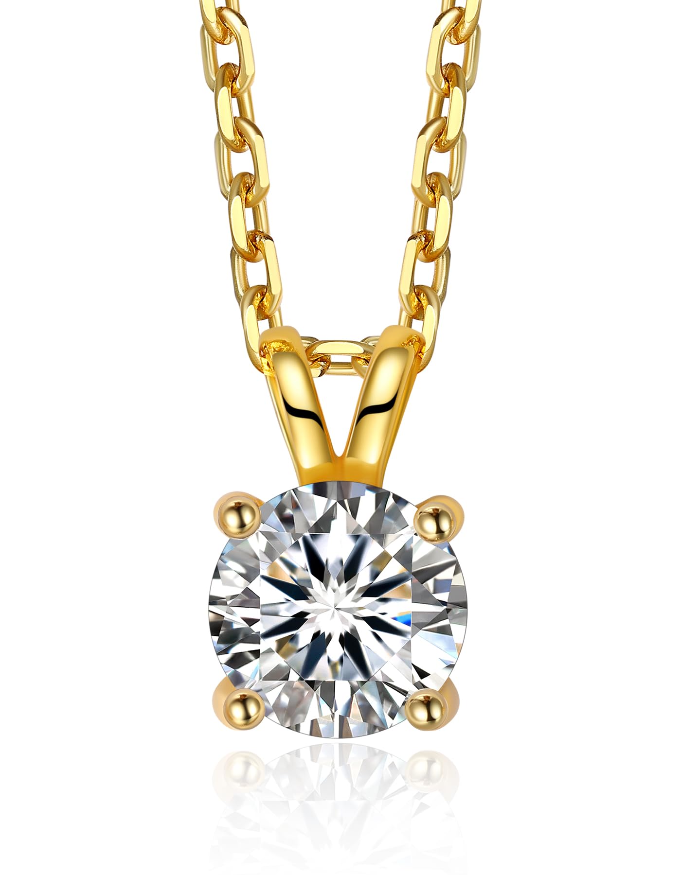 MomentWish Moissanite Halskette Damen, 0,3/0,5/1/2 Karat Solitär Diamant Kette Silber 925 Weißgold/Roségold/Gold Vergoldet Schmuck Geschenk Weihnachten für Frauen