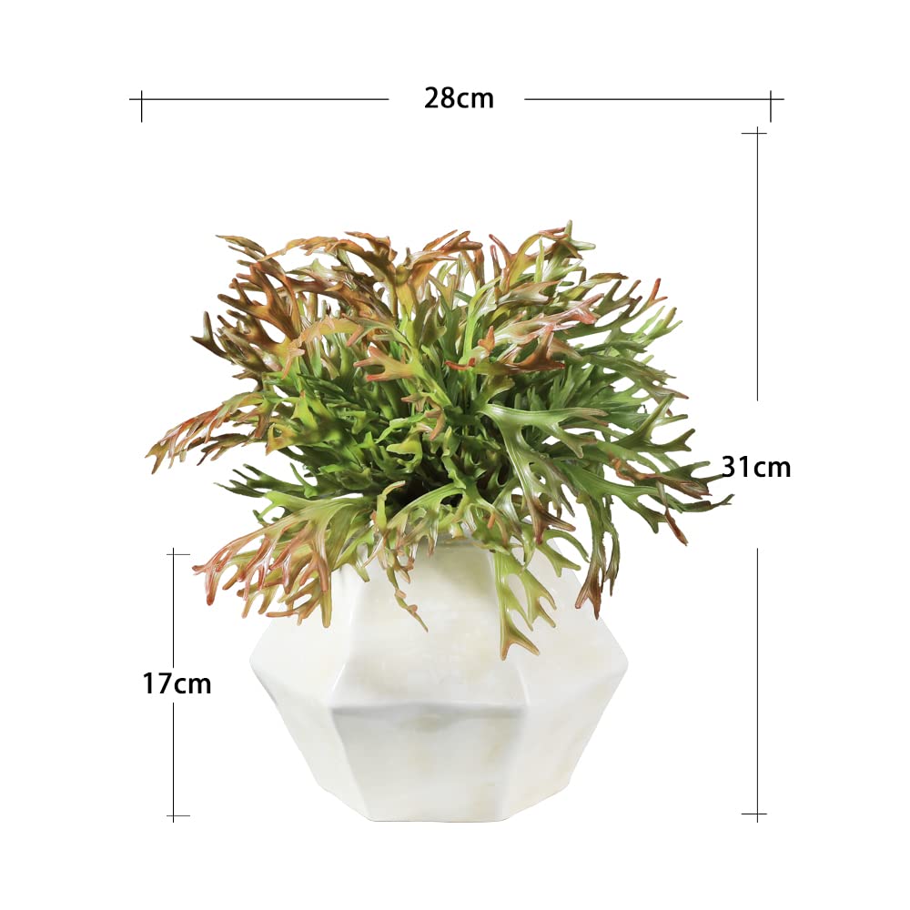 LNGO 5.5 inch 1 Bundle Faux Antler Leaf Artificial Greenry UV Resistant Bushes Shrubs Office Home Outdoor Decoration