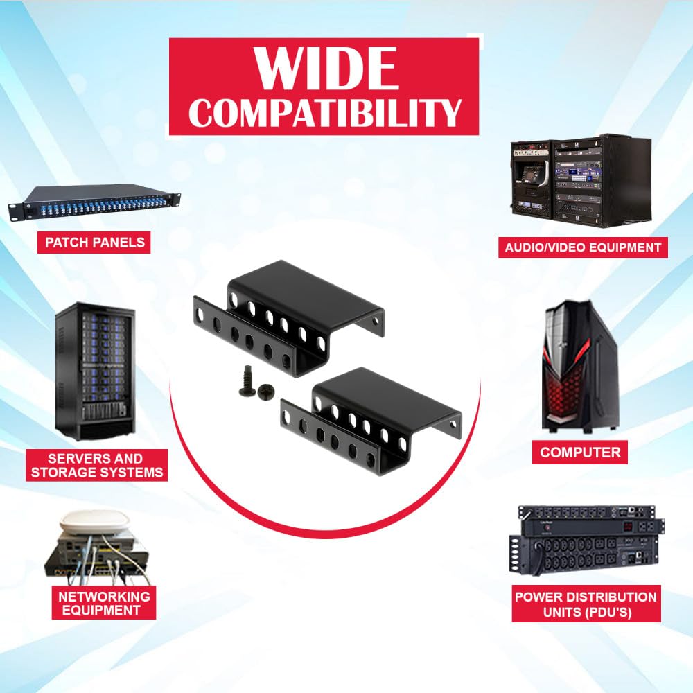 CablesAndKits 2RU (2 Unidades de Rack) Adaptador de Rack Empotrado, 3 Pulgadas de Hueco Desde la Cara del Estante, para computadoras, servidores o Equipos de Red