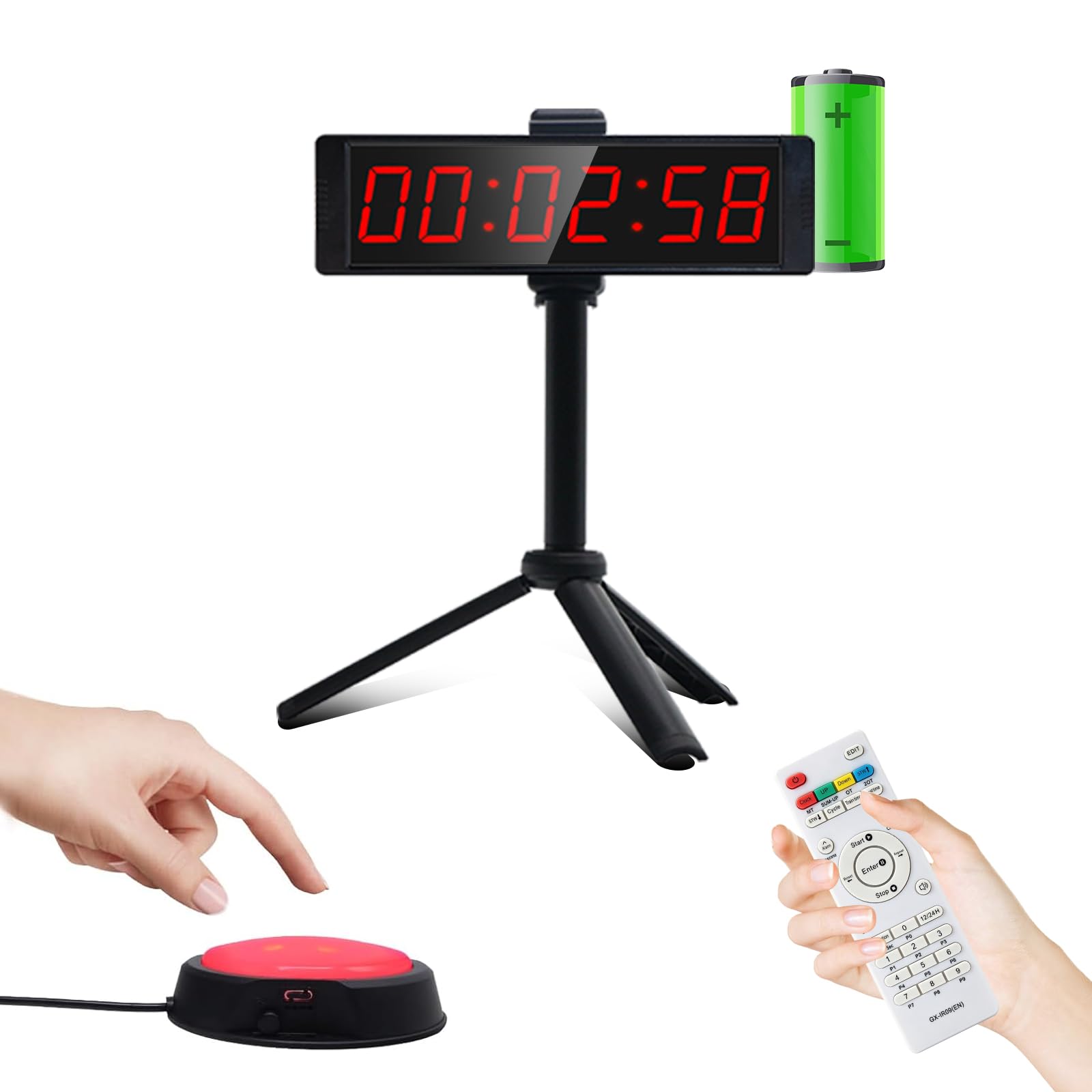 Countdown Timer 12/24H Orologio da Parete Digitale con Telecomando Ricaricabile Cronometro Sportivo