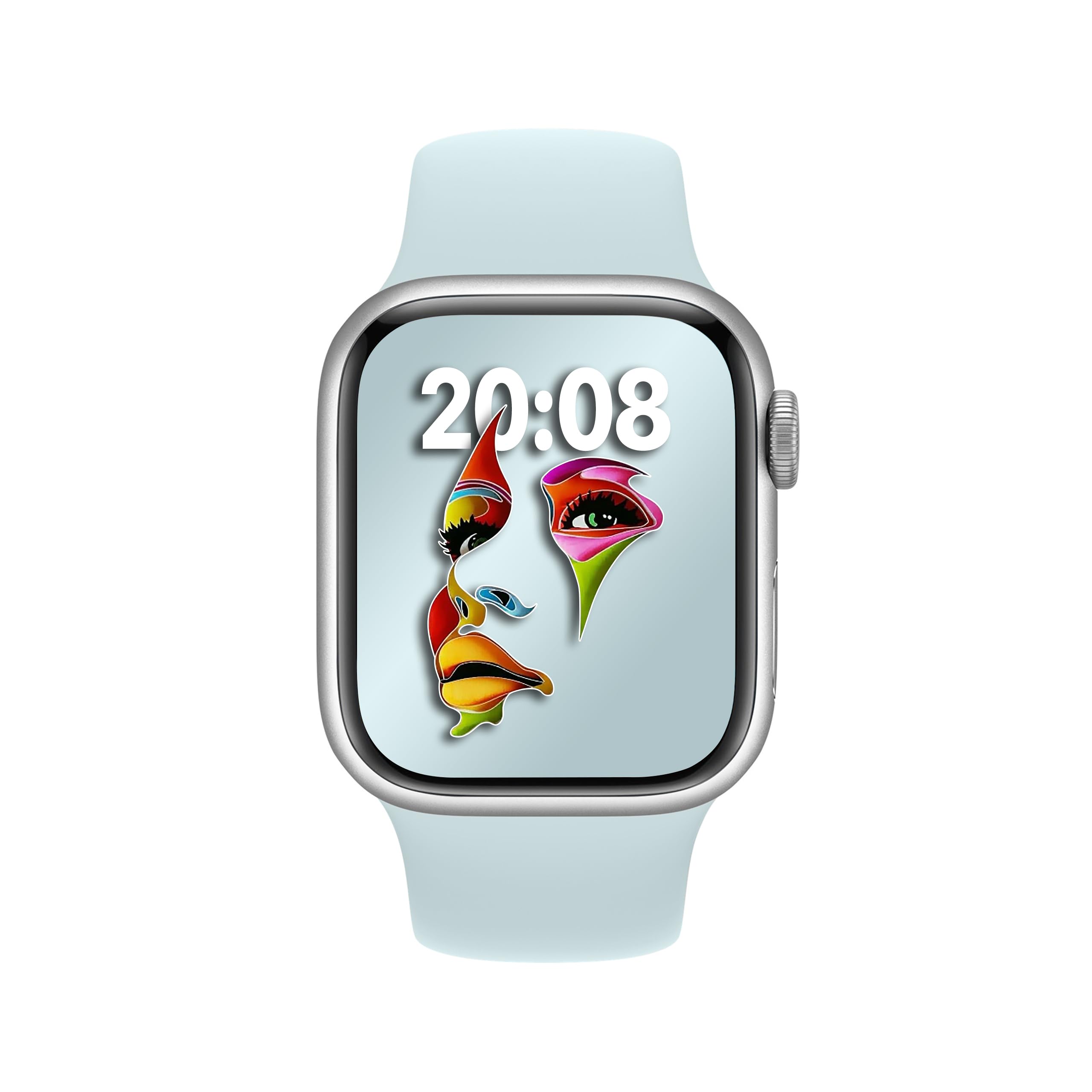 ELETTRONEO SBC1 Cinturino Sport per Apple Watch Band serie Ultra 2 49mm, serie 10 46mm, 9 8 7 45mm 41mm, SE 6 5 4 44mm 40mm, 3 2 1 42mm 38mm Bracciale silicone, Blu ghiacciaio