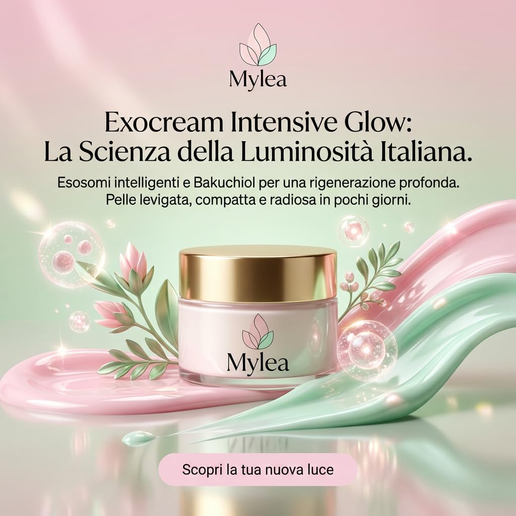 Mylea ExoCream Crema Viso Antirughe Esosomi e Bakuchiol anti age 50ml | Crema idratante antimacchie, texture ricca, riduce rughe e discromie, pelle luminosa e compatta, made in Italy