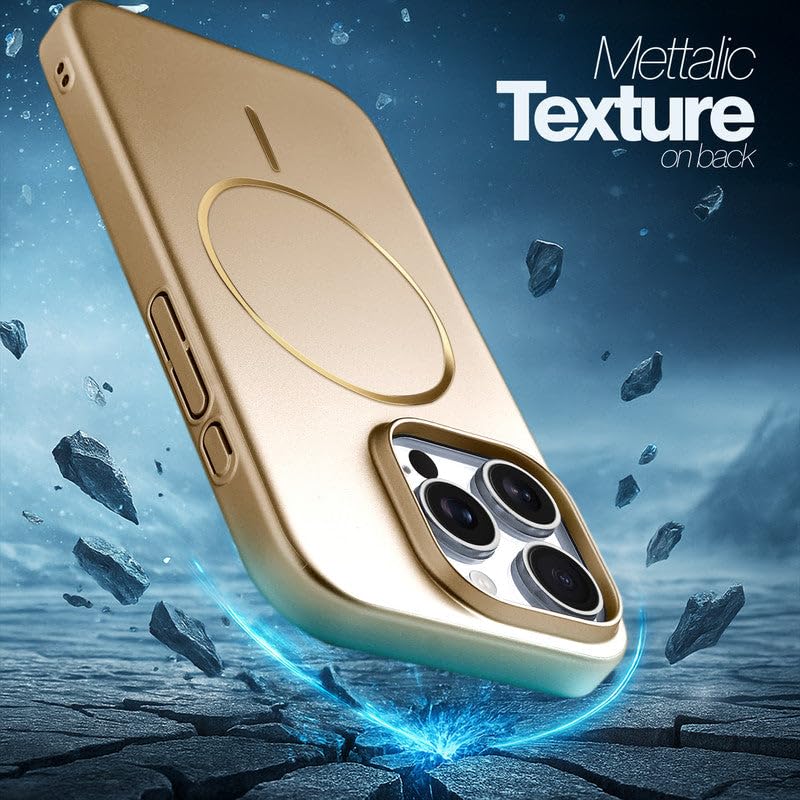 Image of AIBEX Ultra-Thin Mag-Saf Back Cover Case Compatible with iPhone 16 Pro| Slim Fit Scratch-Resistant Matte | Magnetic Wireless Charging | Microfibre Lining | Camera Protection (PC Material) - Gold
