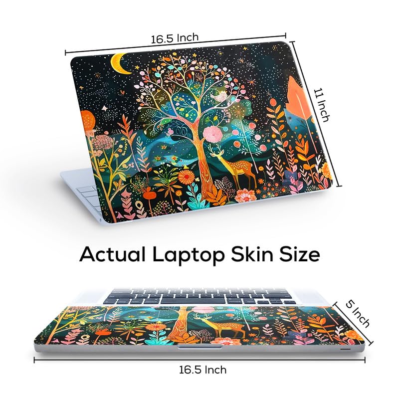 Image of Floral F41 Top+Wrist Pad Vinyl Laptop Skin /Sticker /Cover for 17 to 17.3 Inches Laptops Laminated-Removable-HD Quality Compatible for Hp-Dell-Sony-Lenovo-Asus etc.(16.5x11 Inches)