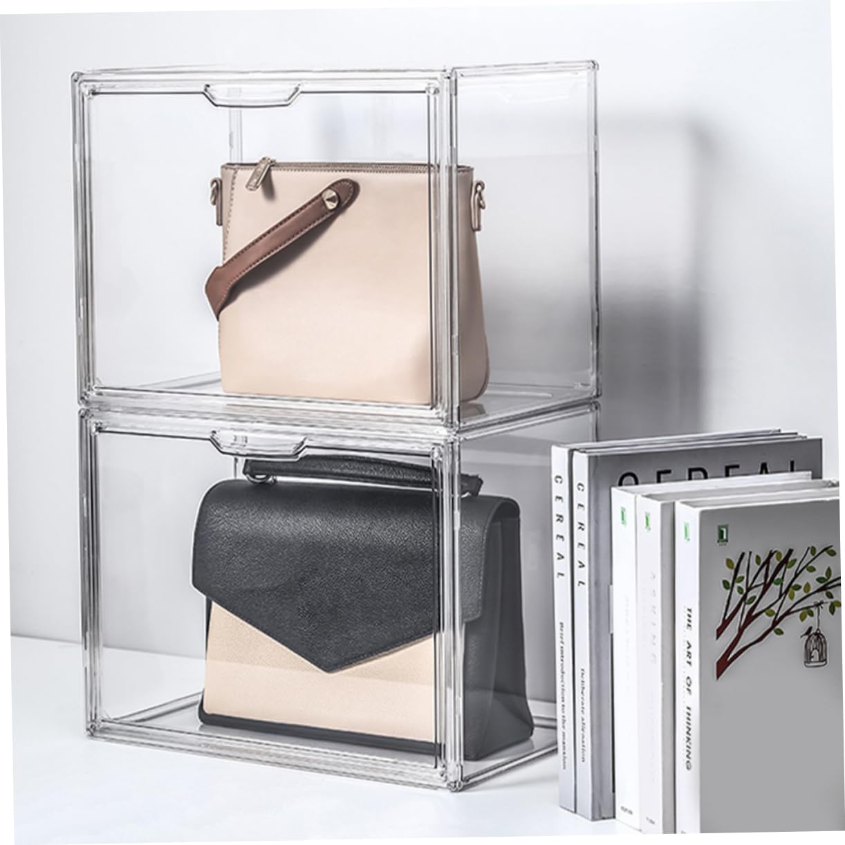 Caja De Exhibición Transparente Prueba De Polvo Caja para Muñecas y Figuras Vitrina para Estatuas para Armario o Vitrina De Bolsos