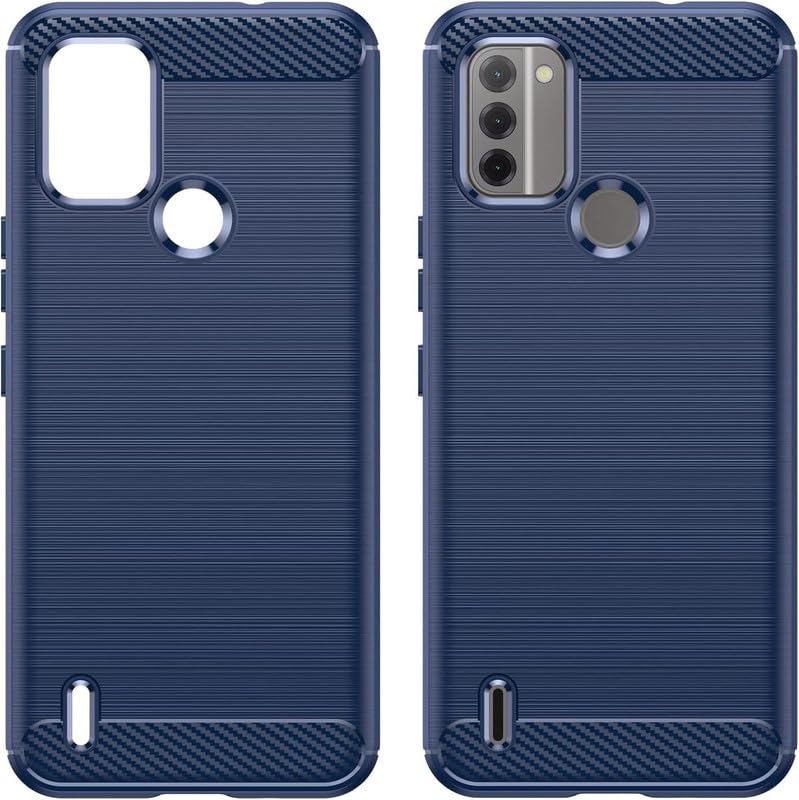 Image of NPRC Hybrid Ultra Slim Protective Case TPU Non-Slip Carbon Fiber Texture Shockproof Case Cover for Nokia C31 - Blue