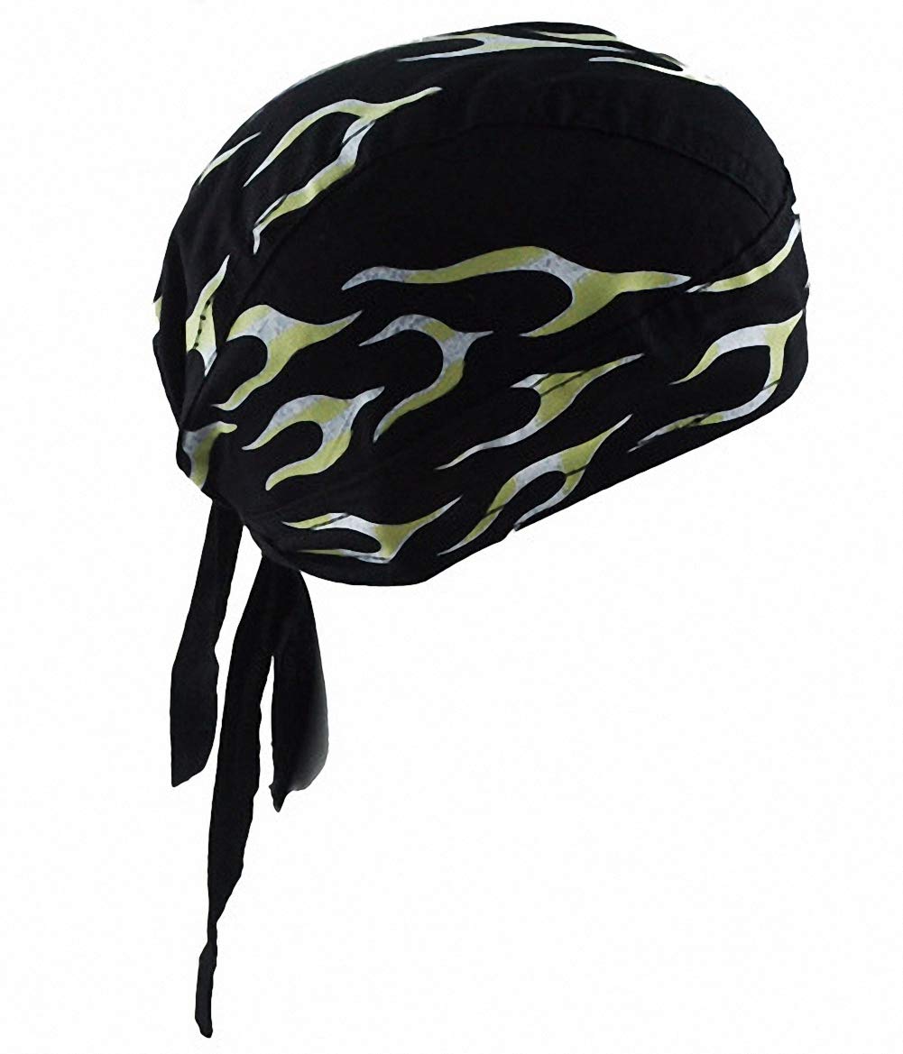 Ulalaza Men's Yh-05 Breathable Bandana Hat Cotton Durag Headwrap Pirate Cap Skull Caps Wo