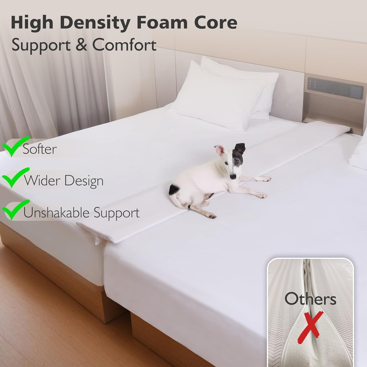 Vekkia 80" x 12" Extra?Wide Split King Gap Filler for Adjustable Bed, Twin to King Bed Converter, High?Density Foam, Washable Cover, Fills Up to 3? Gap