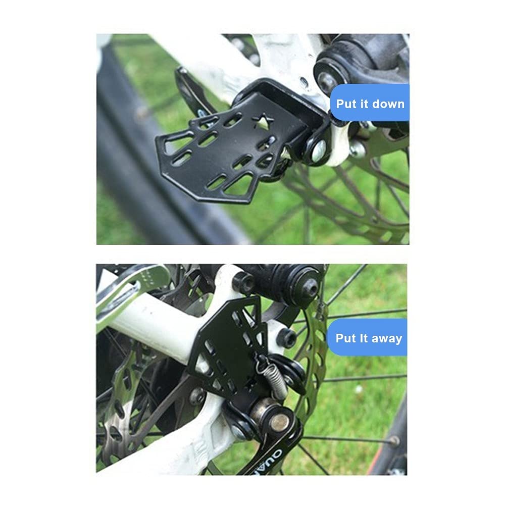MiOYOOW 1 Pair Bicycle Rear Pedals, Folding Bike Pegs Non-Slip Bikes Foot Rest Plates for Mountain Bicycle E-Bike - Image 3