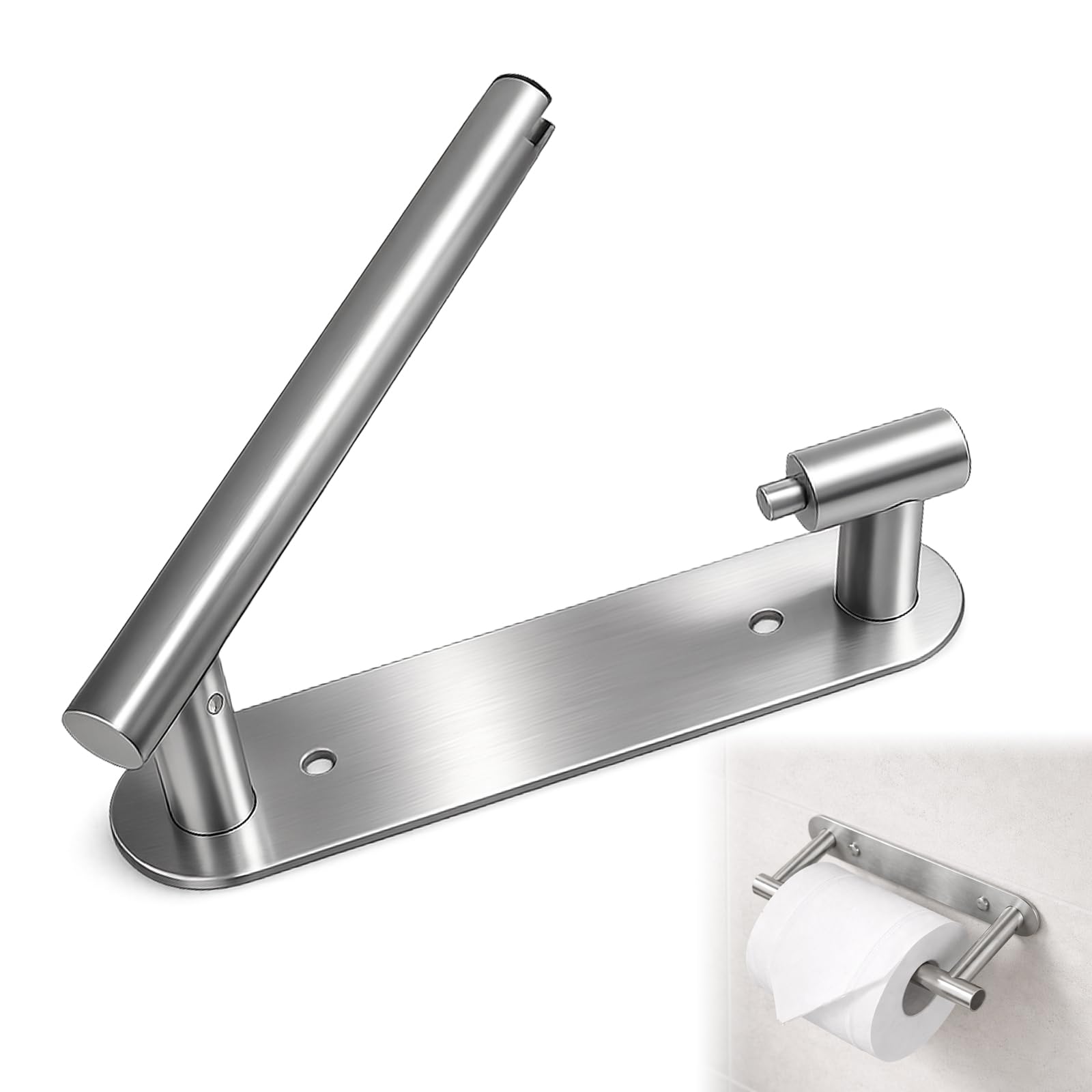 Stainless Steel Paper Towel Holder 304 Stainless Steel Wall Mounted Rotating Towel Rack Kitchen Bathroom Organizer for Kitchen Bathroom Toilet Dining Room Home Renovation Rental Space Saving