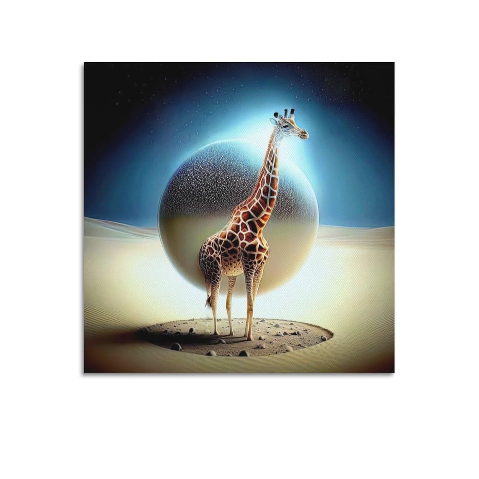 ZSZWHJ Animal Poster Giraffes in The Universe Poster Decorative Painting Canvas Wall Posters And Art Picture Print Modern Family Bedroom Decor Posters 24x24inch(60x60cm)