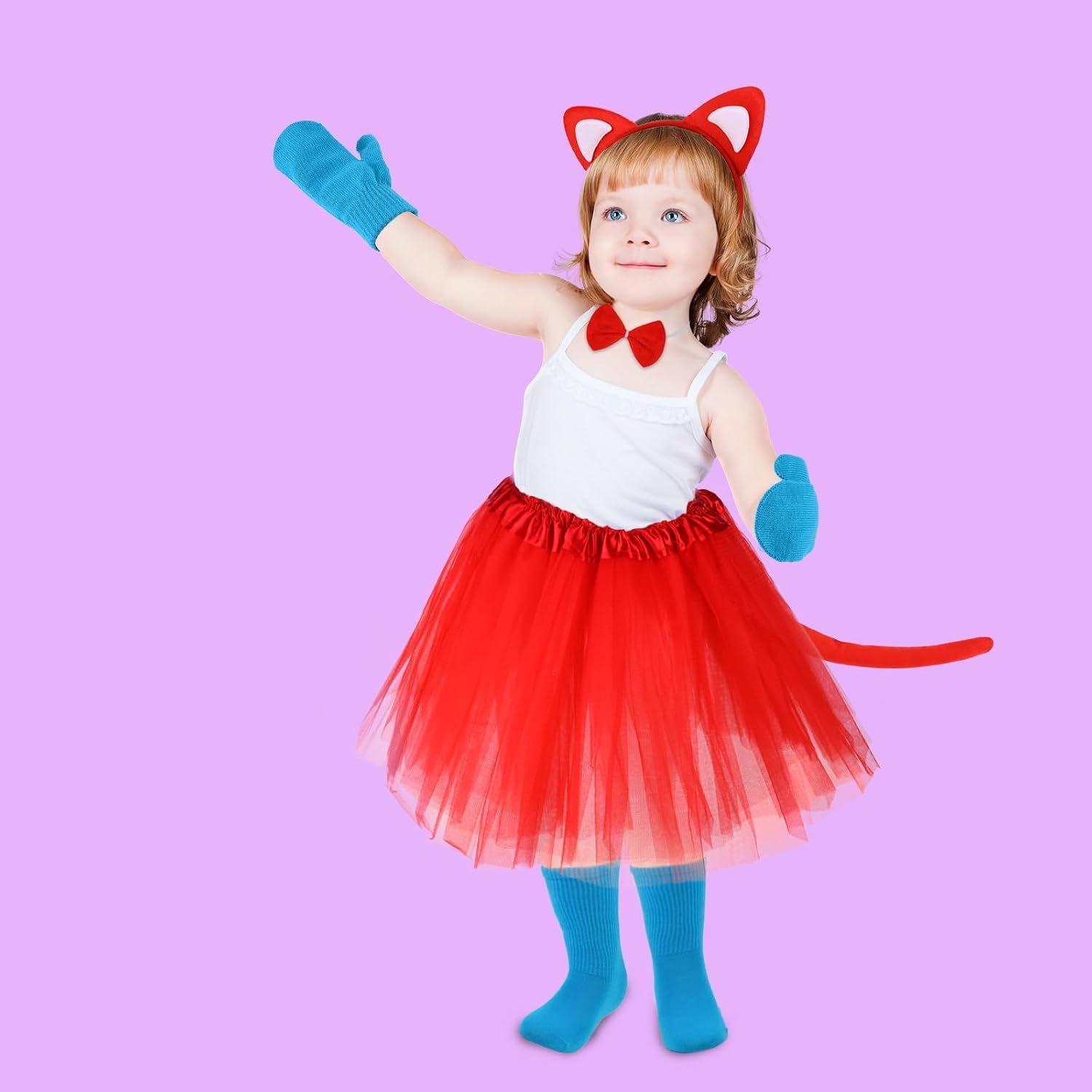 5 Pcs Fox Costume Accessories Kit Include Headband Tail Bowtie Gloves and Socks for World Book Day Dress Up image 5