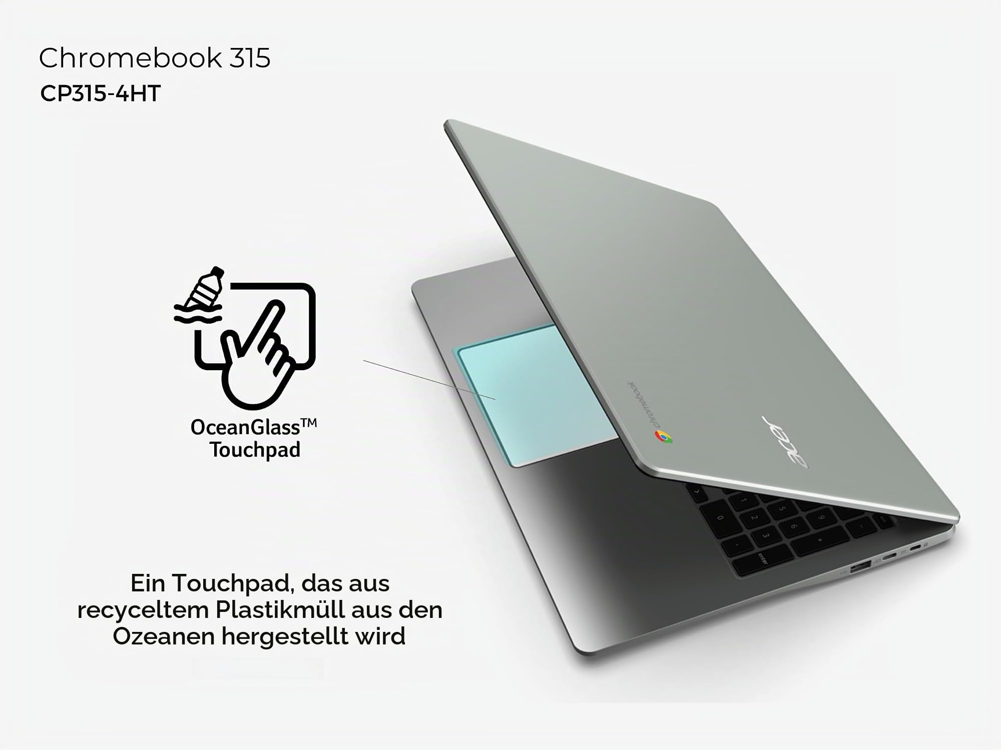 Acer Chromebook 315 CB315-4HT-C5B3, Ordinateur Portable Tactile 15,6'' Full HD IPS, PC Portable (Intel Celeron N4500, RAM 4 Go, 128 Go eMMC, UHD Graphics, Chrome OS), Laptop Gris, Clavier AZERTY