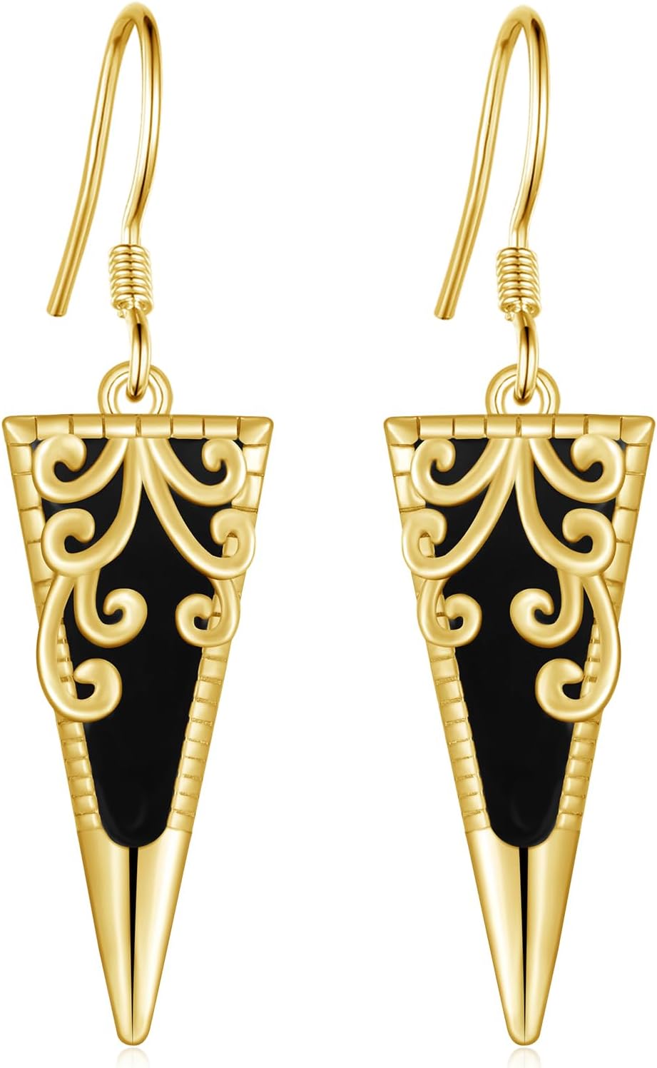 Black Onyx Earrings S925 Sterling Silver Gold Black Onyx Dangle Earrings Black Onyx Jewelry Gifts for Women