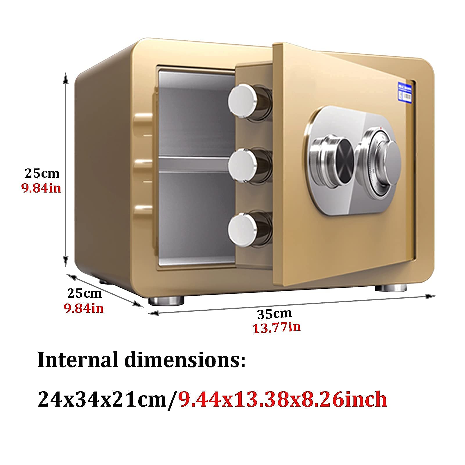 Cassaforte, Cassaforte Ignifuga Impermeabile, Piccola Cassaforte di Sicurezza, Piccola Cassaforte Digitale, Cassaforte in Acciaio, Ignifuga E Antifurto, Armadio di Sicur,25 X 35 X 25Cm