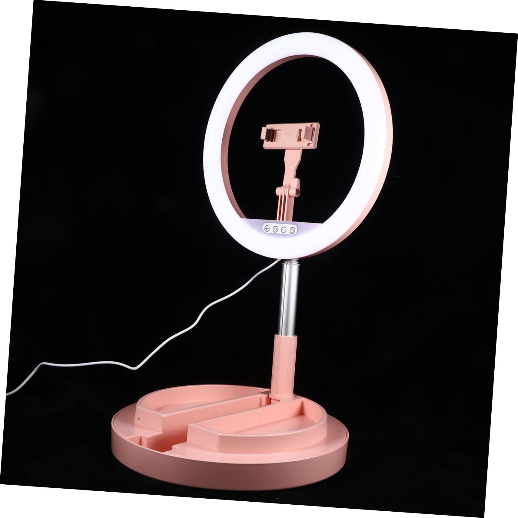 HEMOTON Luce Anello Pieghevole per Mobile, Lampada Portatile LED Rosa, Ricarica Usb, Chassis Stabile, per Foto e Drammi