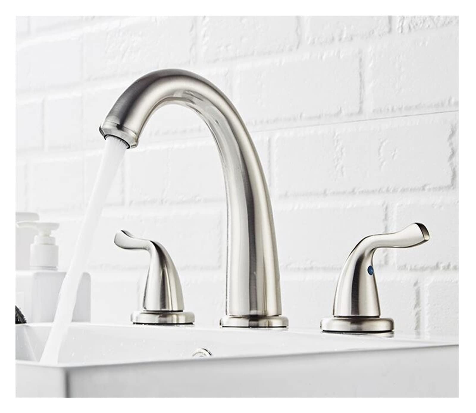 Robinet de lavabo 3 trous chromé mitigeur 8 pouces pour salle de bain design contemporain chic